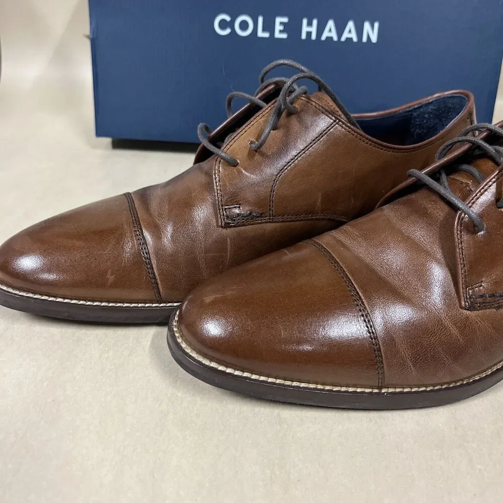 Cole Haan Mens Lenox Hill Split OX C11629 British Tan Derby‎ Dress Shoes Sz 9 M